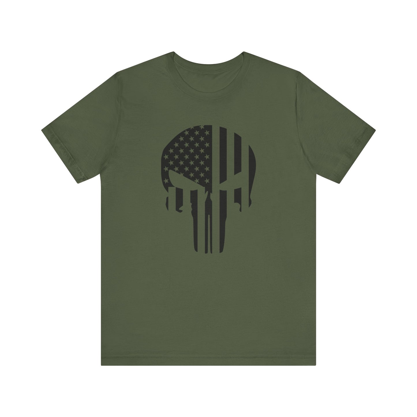 American Punisher Skull With Flag Black T-Shirt